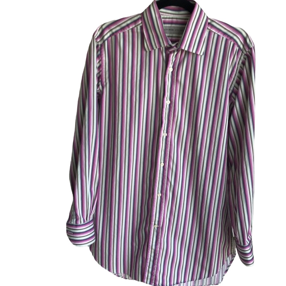 Etro Purple and White Striped Button-Down Shirt